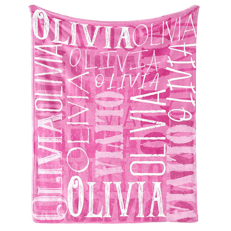 Lofaris Customized Name Pink Text Type Setting Gifts Blanket