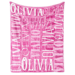 Lofaris Customized Name Pink Text Type Setting Gifts Blanket