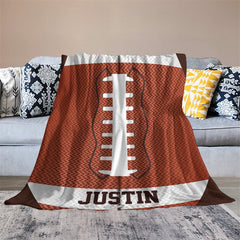 Lofaris Customized Name Sports Rugby Brown Snuggly Blanket