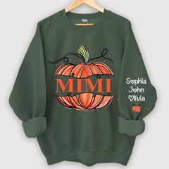 Lofaris Orange Watercolor Pumpkin Mimi And Grandkids Autumn Sweatshirt