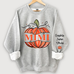 Lofaris Orange Watercolor Pumpkin Mimi And Grandkids Autumn Sweatshirt