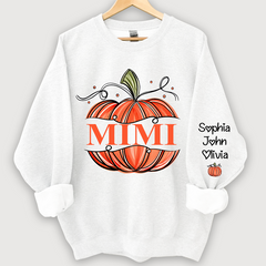 Lofaris Orange Watercolor Pumpkin Mimi And Grandkids Autumn Sweatshirt