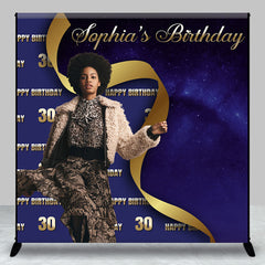 Lofaris Customized Photo Dark Blue 30th Birthday Backdrop