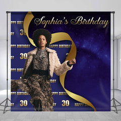 Lofaris Customized Photo Dark Blue 30th Birthday Backdrop