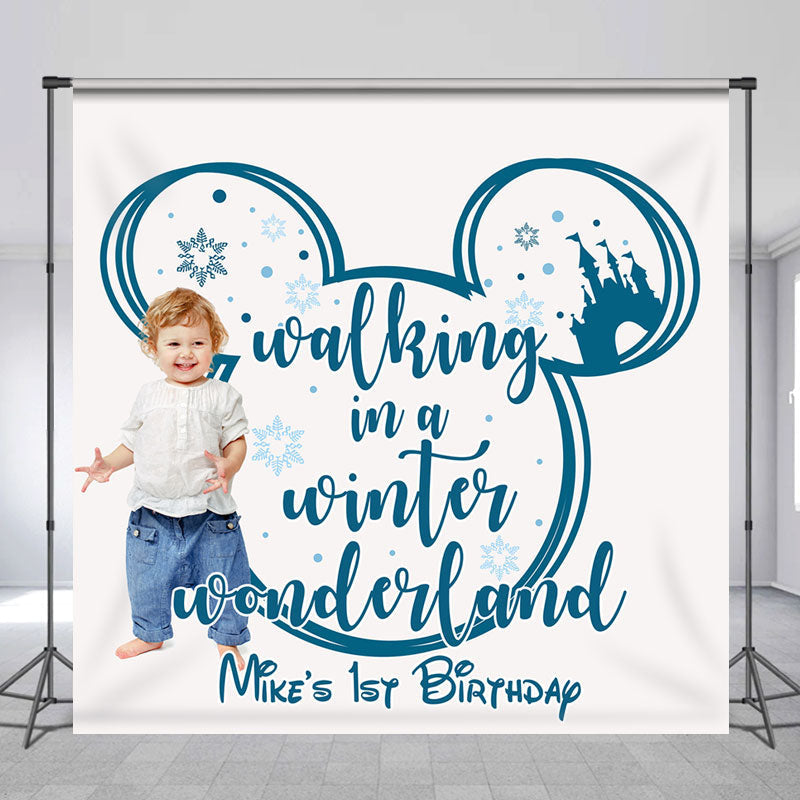 Lofaris Customized Photo Mouse Happy 1st Birthday Backdrop