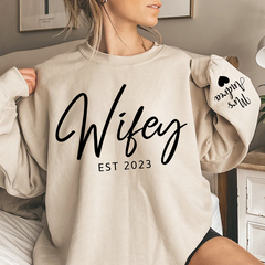 Lofaris Customized Wifey Est Sweatshirt Engagement Bridal Shower Gift for Bride New Wife