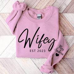 Lofaris Customized Wifey Est Sweatshirt Engagement Bridal Shower Gift for Bride New Wife