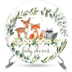 Lofaris Cute Animals Flower Leaves Round Baby Shower Backdrop