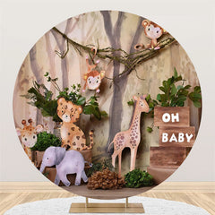 Lofaris Cute Animals Forest Safari Circle Baby Shower Backdrop