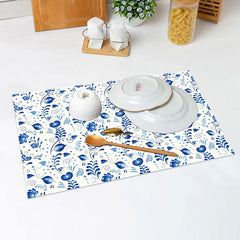 Lofaris Cute Blue Leaves Heart Pattern Set Of 4 Placemats