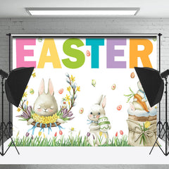 Lofaris Cute Bunny Spring Grass Photography Easter Backdrop