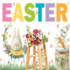 Lofaris Cute Bunny Spring Grass Photography Easter Backdrop