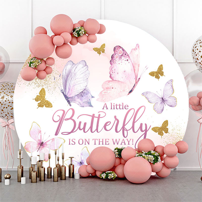 Lofaris Cute Butterfly Round Backdrop For Baby Shower Party