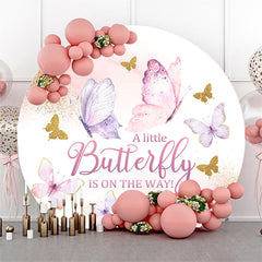 Lofaris Cute Butterfly Round Backdrop For Baby Shower Party