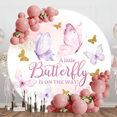 Lofaris Cute Butterfly Round Backdrop For Baby Shower Party