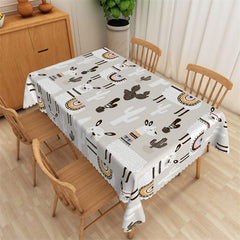 Lofaris Cute Cactus And Sheep Grey Rectangle Tablecloth