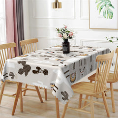 Lofaris Cute Cactus And Sheep Grey Rectangle Tablecloth