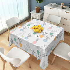 Lofaris Cute Cacuts Patterns Plant White Square Tablecloth