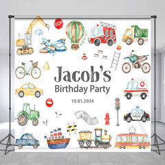 Lofaris Cute Car Trucks Ship Bird Custom Birthday Backdrop