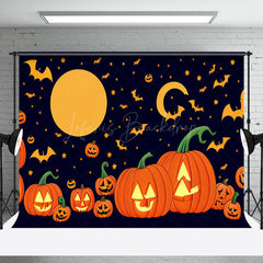 Lofaris Cute Cartoon Pumpkin Moon Night Happy Halloween Backdrop