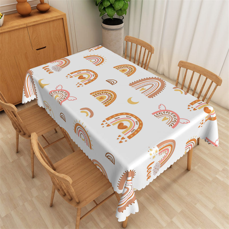 Lofaris Cute Cartoon Yellow Rainbow Rectangle Tablecloth