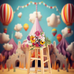 Lofaris Cute Circus Blue Sky Cloud Cake Smash Photo Backdrop