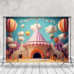 Lofaris Cute Circus Blue Sky Cloud Cake Smash Photo Backdrop