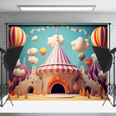 Lofaris Cute Circus Blue Sky Cloud Cake Smash Photo Backdrop