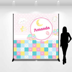 Lofaris Cute Colordul Plaid Pink Custom Name Party Backdrop