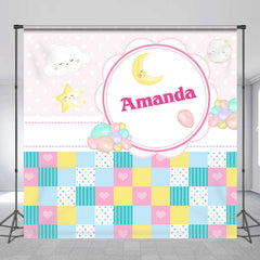 Lofaris Cute Colordul Plaid Pink Custom Name Party Backdrop