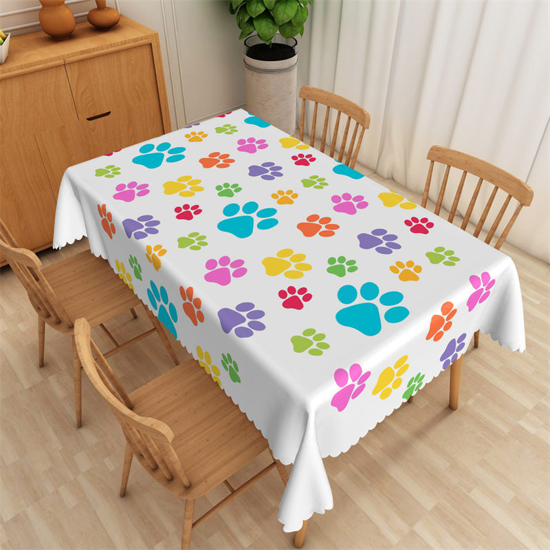 Lofaris Cute Colorful Cartoon Dog Paw Rectangle Tablecloth