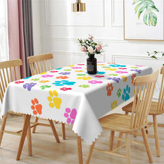 Lofaris Cute Colorful Cartoon Dog Paw Rectangle Tablecloth