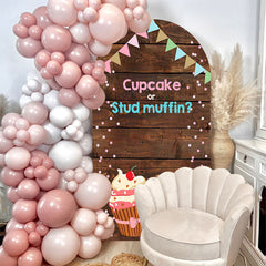 Lofaris Cute Cupcake Wooden Flags Baby Shower Arch Backdrop