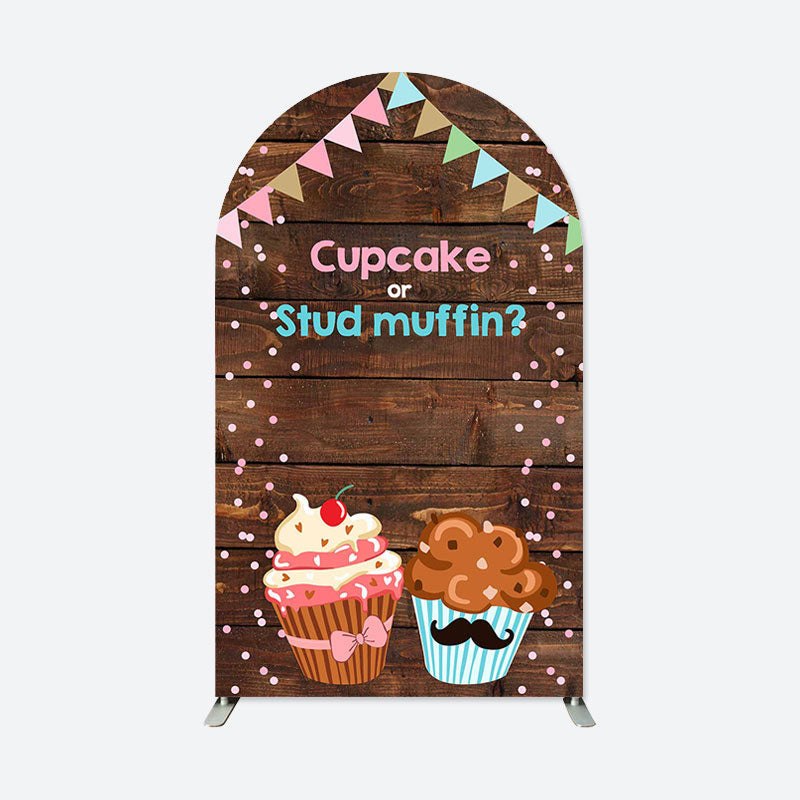 Lofaris Cute Cupcake Wooden Flags Baby Shower Arch Backdrop