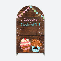 Lofaris Cute Cupcake Wooden Flags Baby Shower Arch Backdrop