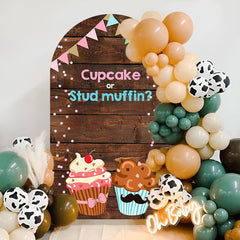 Lofaris Cute Cupcake Wooden Flags Baby Shower Arch Backdrop