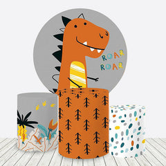 Lofaris Cute Dinosaur Roar Boy Birthday Round Backdrop Kit