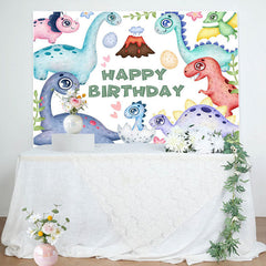 Lofaris Cute Dinosaurs And Eggs Happy Birthday Backdrop