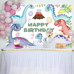 Lofaris Cute Dinosaurs And Eggs Happy Birthday Backdrop