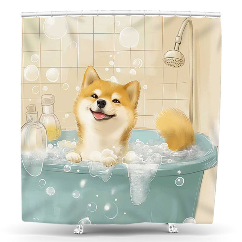 Lofaris Cute Dog Bath Tub Bathroom Shower Curtain For Kids