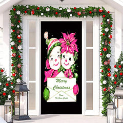 Lofaris Cute Floral Baby Black Merry Christmas Door Cover