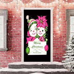 Lofaris Cute Floral Baby Black Merry Christmas Door Cover