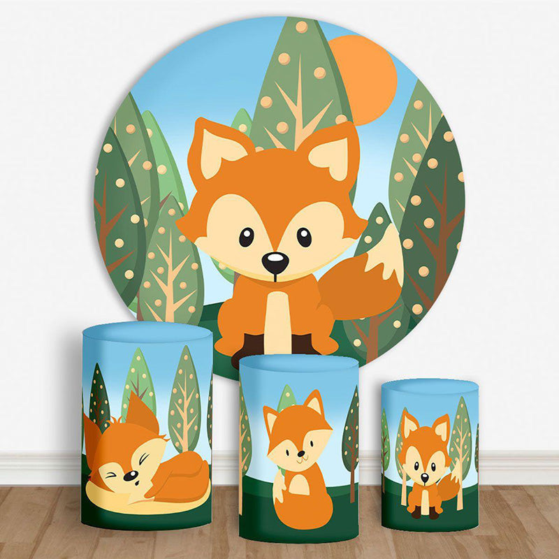 Lofaris Cute Forest Fox Spring Circle Backdrop Kit For Party