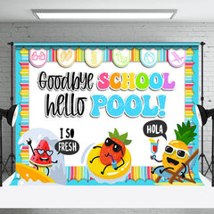 Lofaris Cute Fruit Goodbye School Hello Pool Party Backdrop