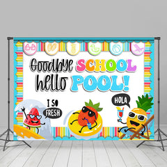 Lofaris Cute Fruit Goodbye School Hello Pool Party Backdrop