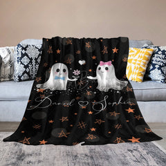 Lofaris Cute Ghost Stars Black Halloween Custom Name Blanket