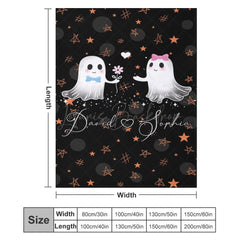 Lofaris Cute Ghost Stars Black Halloween Custom Name Blanket