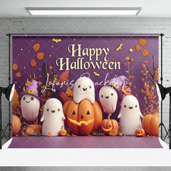 Lofaris Cute Ghosts Pumpkins Leaves Happy Halloween Backdrop