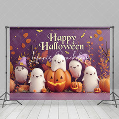 Lofaris Cute Ghosts Pumpkins Leaves Happy Halloween Backdrop