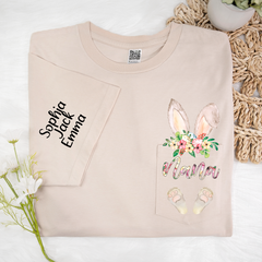 Lofaris Cute Grandma Bunny Grandkids Pocket Easter T-Shirt